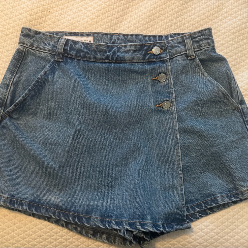 Zara Blue Denim wrap skort size L